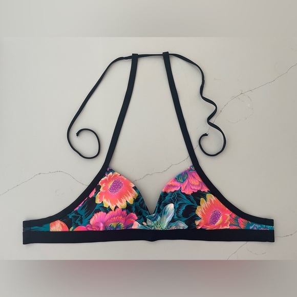 Body Glove for Victoria’s Secret 2019 Neon Floral Drew Back Tie Swim Top in D - Picture 6 of 10